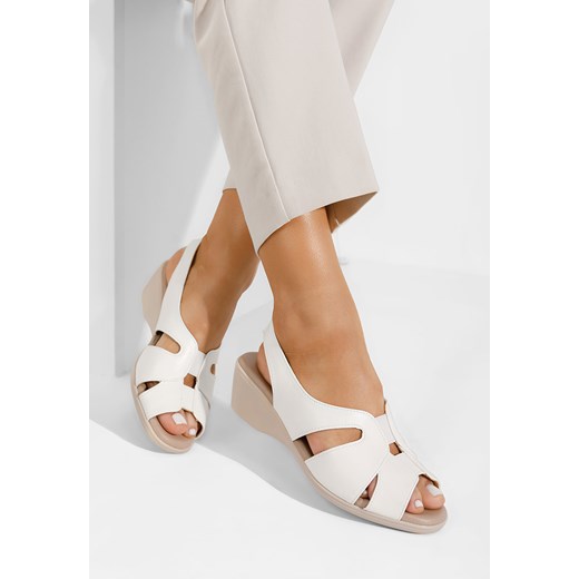Sandały damskie Zapatos na lato eleganckie na średnim obcasie na koturnie 