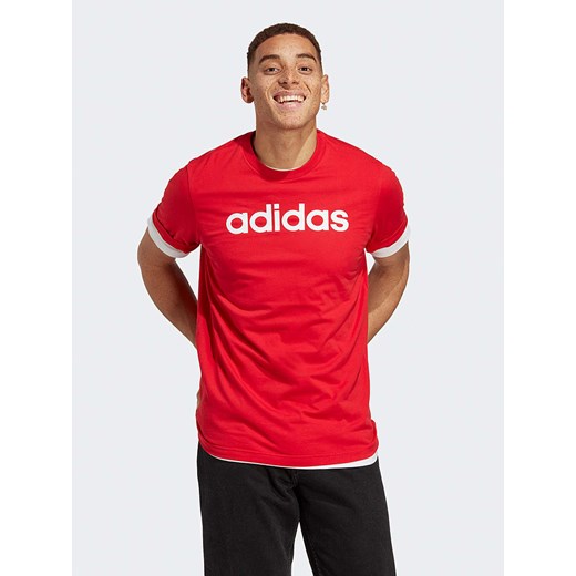 T-shirt męski Adidas czerwony z krótkim rękawem 