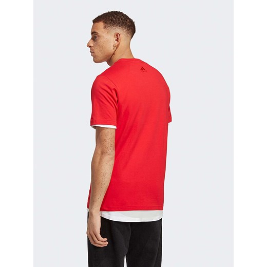T-shirt męski Adidas z krótkim rękawem czerwony w sportowym stylu 