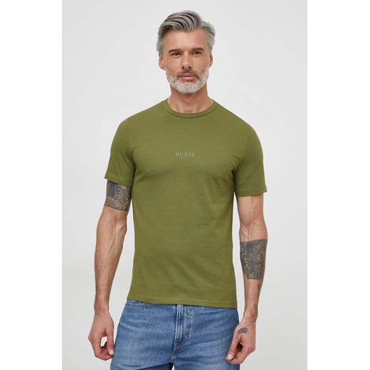 Guess t-shirt bawełniany AIDY kolor zielony z aplikacją M2YI72 I3Z14 ze sklepu ANSWEAR.com w kategorii T-shirty męskie - zdjęcie 170206193