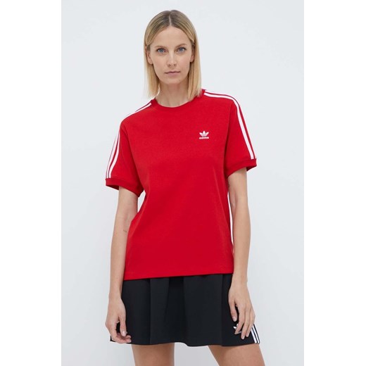 adidas Originals t-shirt 3-Stripes Tee damski kolor czerwony IR8050 ze sklepu ANSWEAR.com w kategorii Bluzki damskie - zdjęcie 170206542
