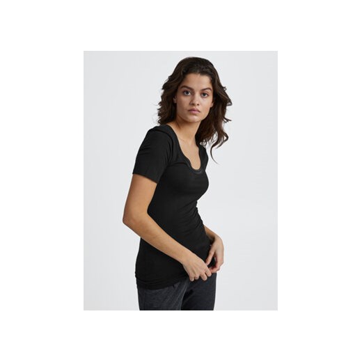 ICHI T-Shirt 20103264 Czarny Slim Fit ze sklepu MODIVO w kategorii Bluzki damskie - zdjęcie 170211590