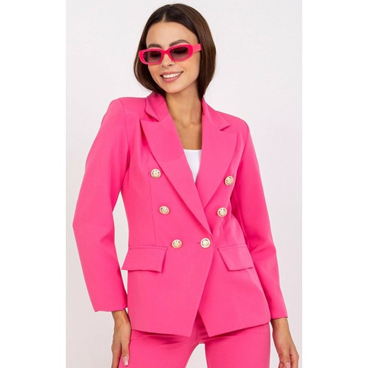 Dwurzędowa marynarka damska ciemnoróżowa DHJ-MA-15555.00P, Kolor ciemnoróżowy, Rozmiar 2XL, ITALY MODA ze sklepu Primodo w kategorii Marynarki damskie - zdjęcie 170213100