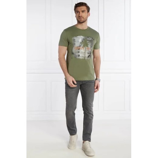 T-shirt męski zielony Joop! w stylu młodzieżowym z krótkim rękawem 