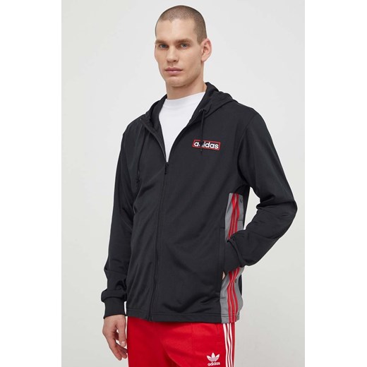 adidas Originals bluza Adibreak Full-Zip Hoodie męska kolor czarny z kapturem wzorzysta IM8209 ze sklepu ANSWEAR.com w kategorii Bluzy męskie - zdjęcie 170215633