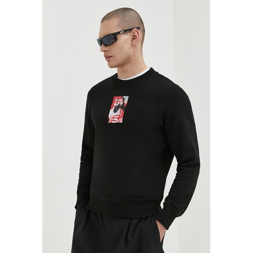Diesel bluza bawełniana męska kolor czarny z nadrukiem ze sklepu ANSWEAR.com w kategorii Bluzy męskie - zdjęcie 170215694