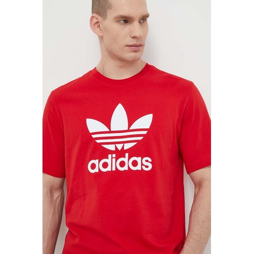 adidas Originals t-shirt bawełniany Trefoil męski kolor czerwony z nadrukiem IR8009 ze sklepu ANSWEAR.com w kategorii T-shirty męskie - zdjęcie 170215850