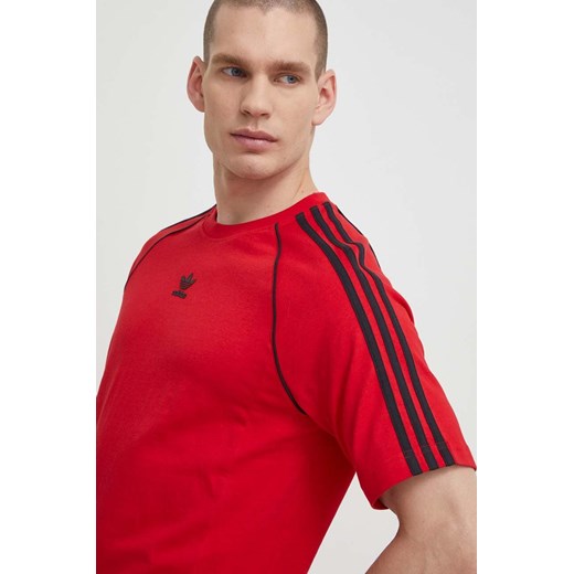 adidas Originals t-shirt bawełniany męski kolor czerwony z aplikacją  IR9449 ze sklepu ANSWEAR.com w kategorii T-shirty męskie - zdjęcie 170215920