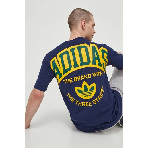 adidas Originals t-shirt bawełniany męski kolor granatowy z nadrukiem IS0184 ze sklepu ANSWEAR.com w kategorii T-shirty męskie - zdjęcie 170215930