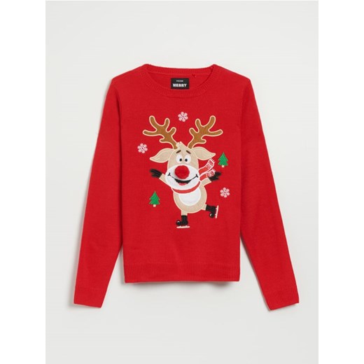 Świąteczny sweter z reniferem czerwony House XS promocja House