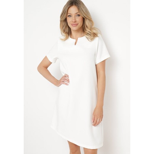 Biała Sukienka Trapezowa Mini z Kieszeniami Hreona ze sklepu Born2be Odzież w kategorii Sukienki - zdjęcie 170217830