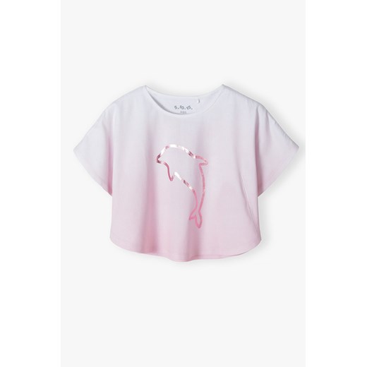Bawełniana letnia koszulka dla dziewczynki z delfinem ze sklepu 5.10.15 w kategorii Bluzki dziewczęce - zdjęcie 170218151