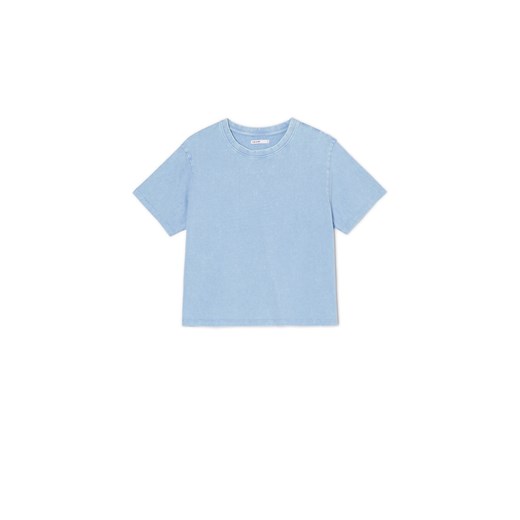 Cropp - Niebieski t-shirt boxy - niebieski ze sklepu Cropp w kategorii Bluzki damskie - zdjęcie 170218420