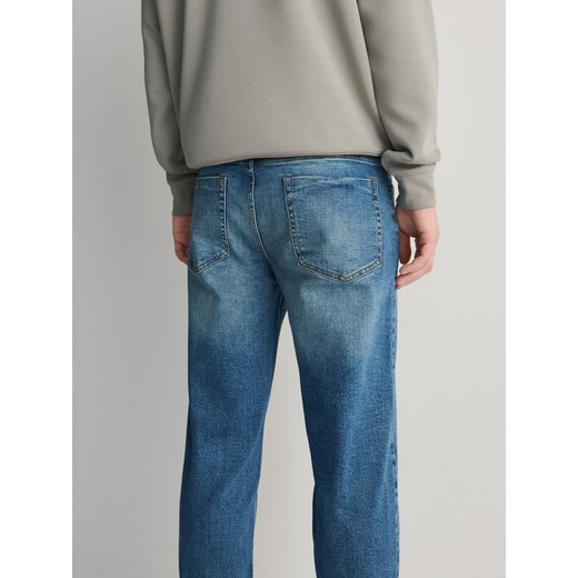 Reserved - Jeansy slim z efektem sprania - indigo jeans Reserved 34 Reserved