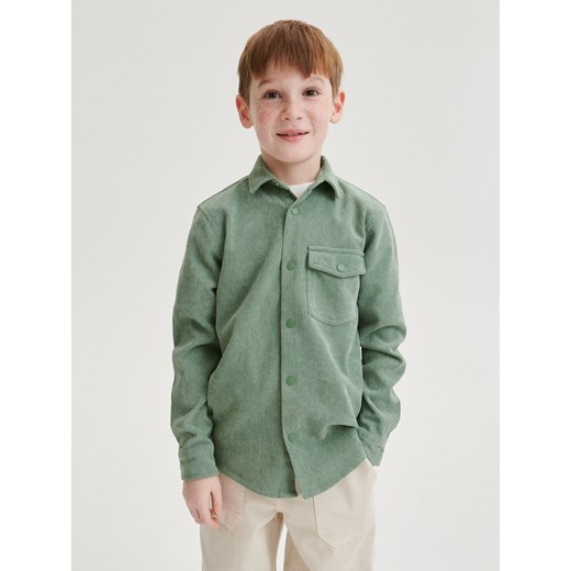 Reserved - Strukturalna koszula regular fit - zielony ze sklepu Reserved w kategorii Koszule chłopięce - zdjęcie 170219543