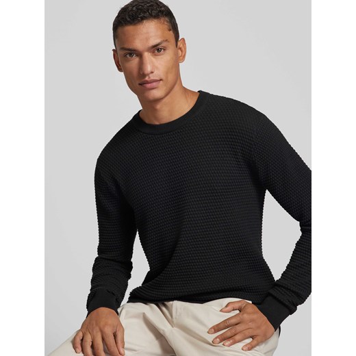 Sweter z dzianiny z prążkowanymi wykończeniami model ‘VAGN’ Knowledge Cotton Apparel XL Peek&Cloppenburg 