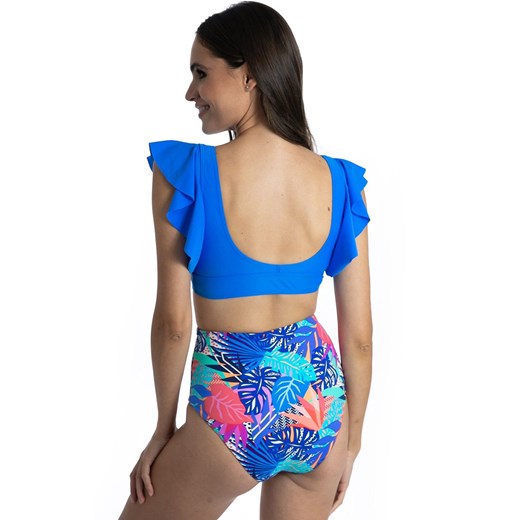 Dwuczęściowy niebieski strój kąpielowy wysoki stan 186/07, Kolor niebieski-wzór, Rozmiar L, Primo ze sklepu Intymna w kategorii Stroje kąpielowe - zdjęcie 170220693