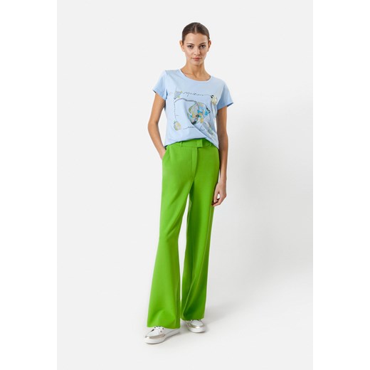 Limonkowe spodnie z szeroką nogawką ze sklepu Molton w kategorii Spodnie damskie - zdjęcie 170221114