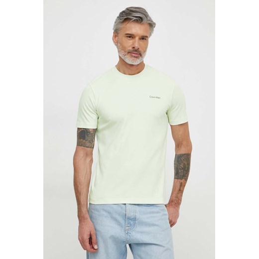 Calvin Klein t-shirt bawełniany męski kolor beżowy gładki ze sklepu ANSWEAR.com w kategorii T-shirty męskie - zdjęcie 170222541