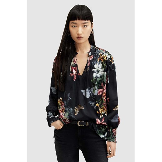 AllSaints bluzka MARA SANIBEL damska kolor czarny wzorzysta ze sklepu ANSWEAR.com w kategorii Bluzki damskie - zdjęcie 170222573