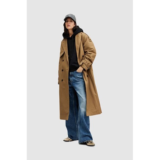 AllSaints płaszcz bawełniany WYATT kolor brązowy przejściowy ze sklepu ANSWEAR.com w kategorii Płaszcze damskie - zdjęcie 170222633