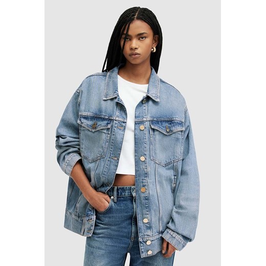 AllSaints kurtka jeansowa WILLOW kolor niebieski przejściowa oversize ze sklepu ANSWEAR.com w kategorii Kurtki damskie - zdjęcie 170222680