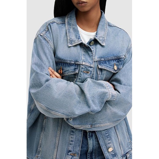 AllSaints kurtka jeansowa WILLOW kolor niebieski przejściowa oversize S ANSWEAR.com