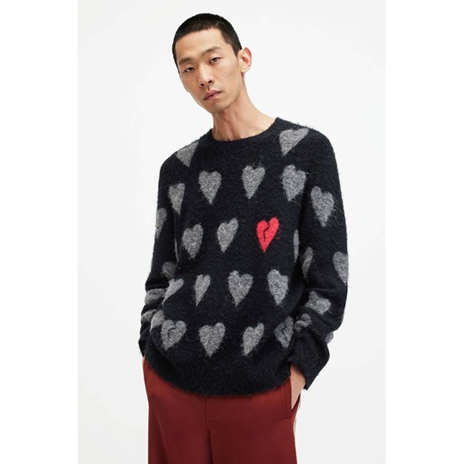 AllSaints sweter wełniany AMORE męski kolor czarny ze sklepu ANSWEAR.com w kategorii Swetry męskie - zdjęcie 170222983