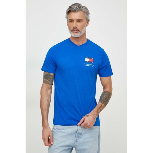 Tommy Jeans t-shirt bawełniany męski kolor niebieski z nadrukiem DM0DM18263 ze sklepu ANSWEAR.com w kategorii T-shirty męskie - zdjęcie 170223110