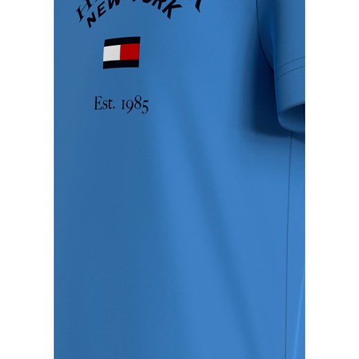 T-shirt męski Tommy Hilfiger niebieski z krótkimi rękawami z napisem 