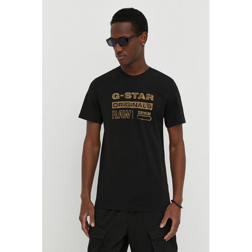 G-Star Raw t-shirt bawełniany męski kolor czarny z nadrukiem ze sklepu ANSWEAR.com w kategorii T-shirty męskie - zdjęcie 170226123
