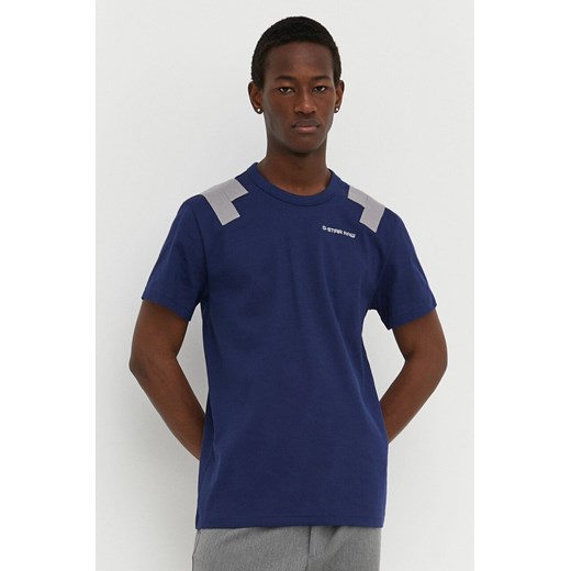 G-Star Raw t-shirt bawełniany męski kolor niebieski gładki ze sklepu ANSWEAR.com w kategorii T-shirty męskie - zdjęcie 170226140