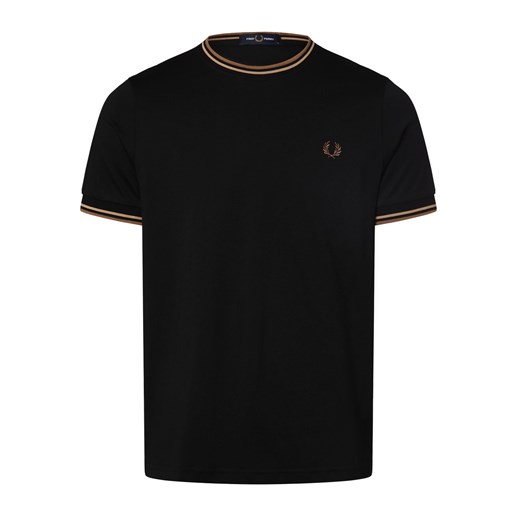 Fred Perry T-shirt męski Mężczyźni Bawełna czarny jednolity ze sklepu vangraaf w kategorii T-shirty męskie - zdjęcie 170230374