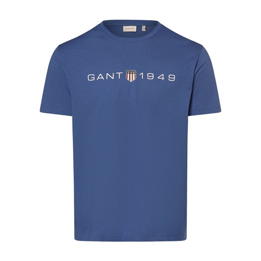 Gant T-shirt męski Mężczyźni Bawełna błękit królewski nadruk ze sklepu vangraaf w kategorii T-shirty męskie - zdjęcie 170230390