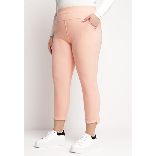 Różowe Spodnie z Nogawkami 7/8 i Kieszeniami Selandima ze sklepu Born2be Odzież w kategorii Spodnie damskie - zdjęcie 170233100