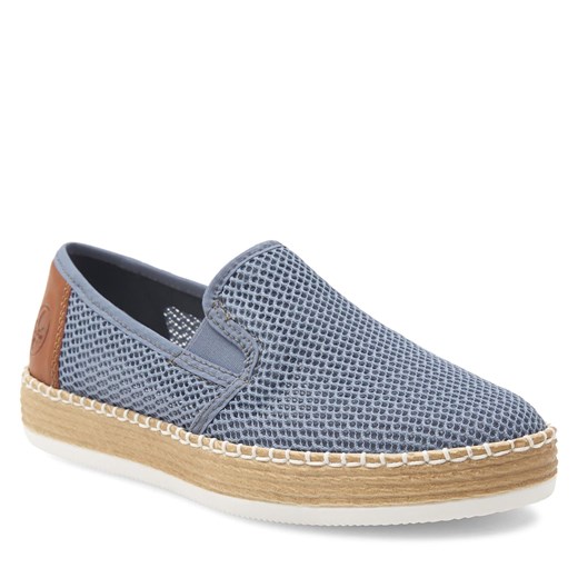 Espadryle damskie niebieskie Rieker bez zapięcia tkaninowe