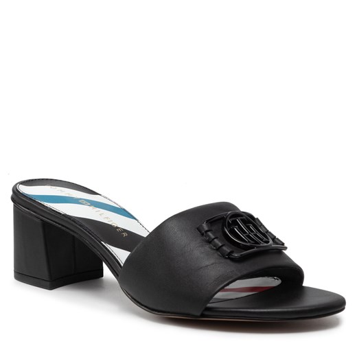 Klapki Tommy Hilfiger Th Leather Branding Heel Sandal FW0FW06477 Black BDS Tommy Hilfiger 36 eobuwie.pl