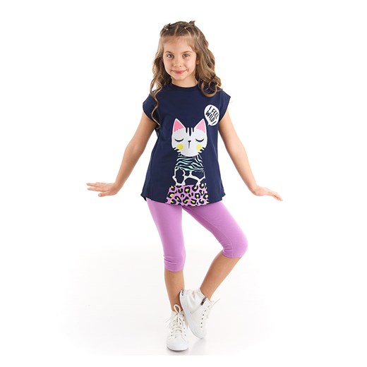 Denokids 2-częściowy zestaw &quot;Jungle Cat&quot; w kolorze fioletowo-granatowym ze sklepu Limango Polska w kategorii Komplety dziewczęce - zdjęcie 170235251