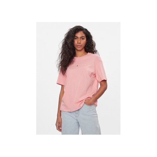 Tommy Jeans T-Shirt Tjw Rlx New Linear Tee DW0DW17836 Różowy Relaxed Fit ze sklepu MODIVO w kategorii Bluzki damskie - zdjęcie 170237142