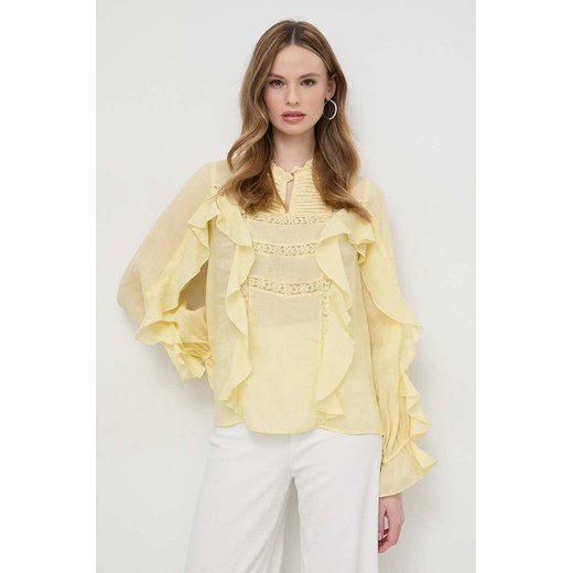 Twinset bluzka damska kolor żółty gładka ze sklepu ANSWEAR.com w kategorii Bluzki damskie - zdjęcie 170238813