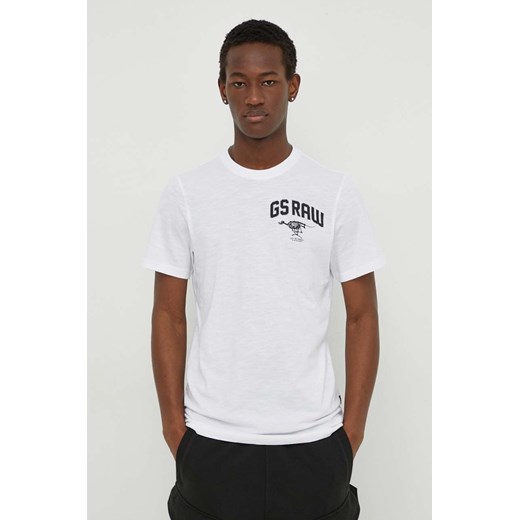G-Star Raw t-shirt bawełniany męski kolor biały z nadrukiem ze sklepu ANSWEAR.com w kategorii T-shirty męskie - zdjęcie 170239230