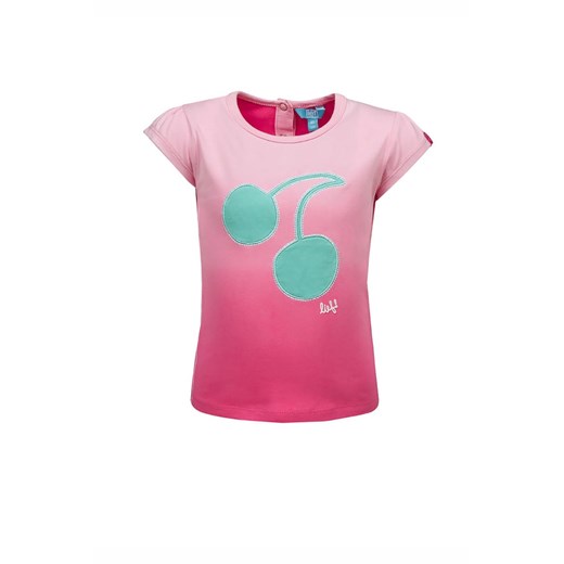 T-shirt dziewczęcy - różowy z zielonymi wisienkami - Lief ze sklepu 5.10.15 w kategorii Bluzki dziewczęce - zdjęcie 170247570