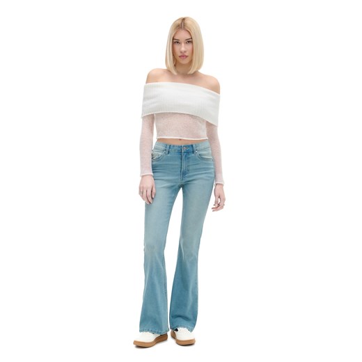 Cropp - Jasnoniebieskie jeansy flare - niebieski ze sklepu Cropp w kategorii Jeansy damskie - zdjęcie 170257803