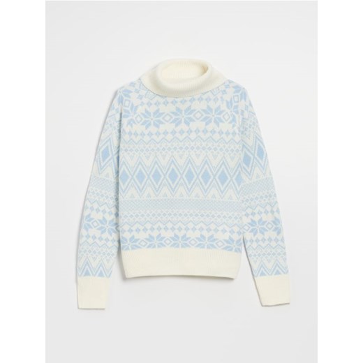Żakardowy sweter z golfem błękitny House M wyprzedaż House
