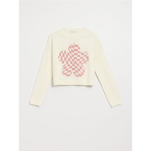 Wzorzysty sweter z abstrakcyjnym wzorem w stylu retro kremowy House M promocyjna cena House