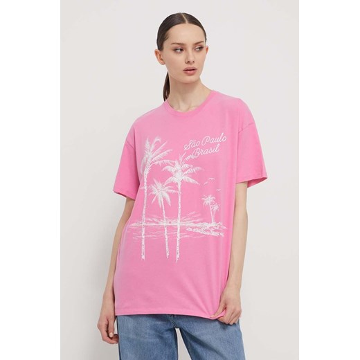 Hollister Co. t-shirt bawełniany damski kolor różowy ze sklepu ANSWEAR.com w kategorii Bluzki damskie - zdjęcie 170258712