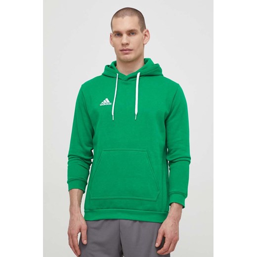 adidas Performance bluza Entrada 22 męska kolor zielony z kapturem gładka HI2141 ze sklepu ANSWEAR.com w kategorii Bluzy męskie - zdjęcie 170262552
