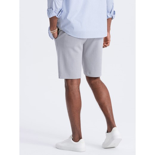 Męskie szorty ze strukturalnej dzianiny SLIM FIT - jasnoszare V4 OM-SRCS-0126 L ombre