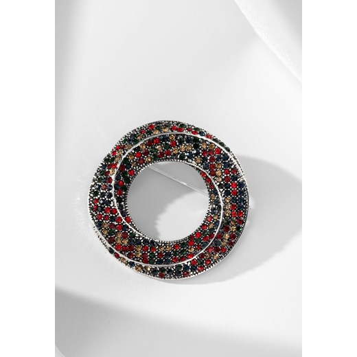 Okrągła broszka zdobiona kolorowymi cyrkoniami ze sklepu Molton w kategorii Broszki - zdjęcie 170266113