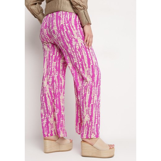 Fioletowe Szerokie Spodnie z Wysokim Stanem i Gumką w Pasie Miffiana 3XL okazyjna cena Born2be Odzież